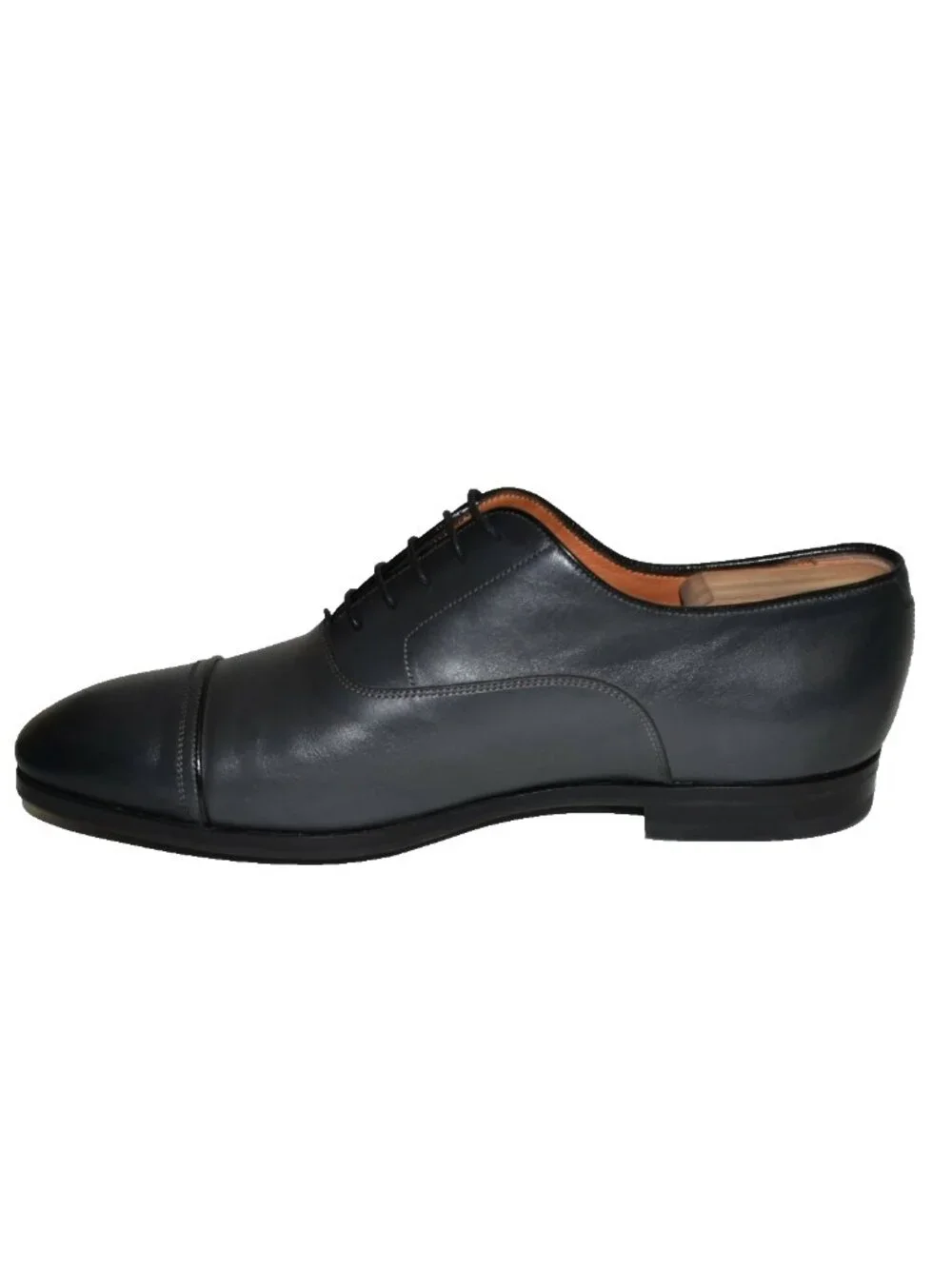 New! Santoni Nicolo Cap Toe Oxford Dark Gray Leather Size 9.5 D DD37